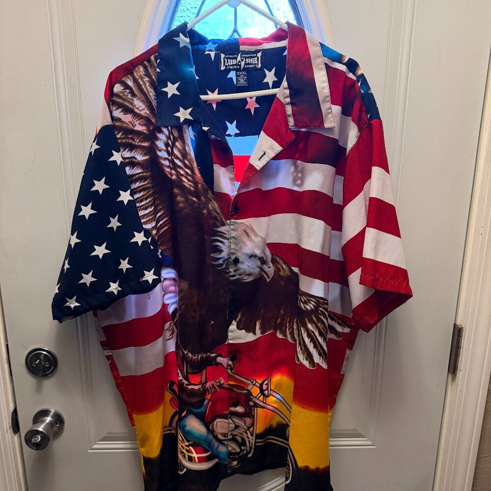 Steve & Barry Club Shirt American Flag Eagle Button-Up Shirt